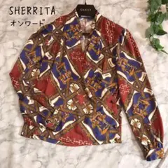 とろみ ヨーロピアン ベルト チェーンスカーフ柄 シャツジャケット レトロ