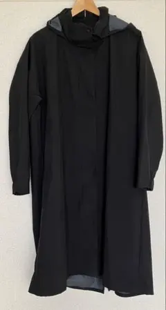 無印良品　蒸れにくい撥水フード付きロングコート ブラック XXL