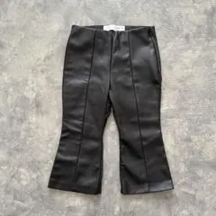 【人気】 ZARA フェイクレザー 合皮 フレアパンツ 12-18m ブラック