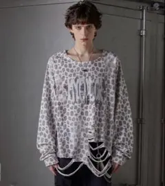 GRANCY 総柄ラインストーングラフィックロンT L