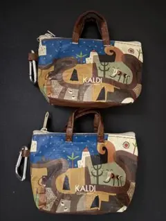 カルディ　KALDI 伝説柄カラビナ付きミニバッグ ×2