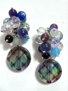 手染めビーズ ペイントビーズ ハンドメイド イヤリング ピアス