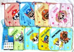 パウ・パトロール　ループ付きタオルハンカチ　８枚　チェイス　マーシャル　スカイ