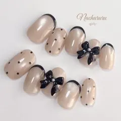 現品販売 ドット 韓国ネイル マグネット フレンチ ガーリー リボン