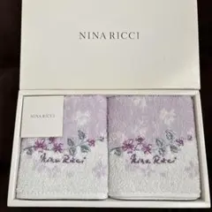 NINA RICCI 花柄刺繍タオルセット 25×25cm 2枚
