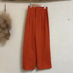 GU オレンジ スラックス パンツ ワイドパンツ