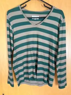 pyjama clothing ボーダーVネック長袖