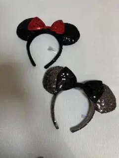 ミニーマウス風スパンコールカチューシャ2個セット