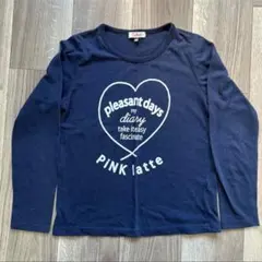 PINK latte ネイビー 長袖カットソー XS ピンクラテ 紺色 ロゴ