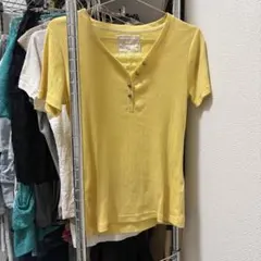 y2k THORIA 半袖 リブカットソー イエロー レイヤードトップスのサムネイル