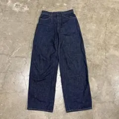 ダークブルー ハイウエストデニム ワイドレッグ