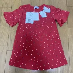 【Noeil aime BeBe】新品　赤い星柄ワンピース 90cm