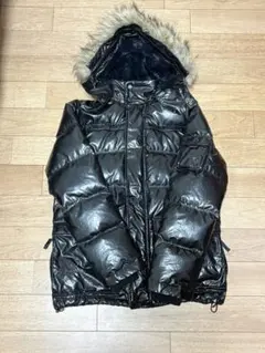 old uniqlo レザー ファーダウン ブラック 光沢 平成ギャル お兄系
