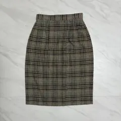 【新品タグ付き】チェック柄 タイトスカート ウール 日本製風