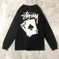 希少デザイン stussy ロンT Tシャツ 長袖 ブラック トランプ