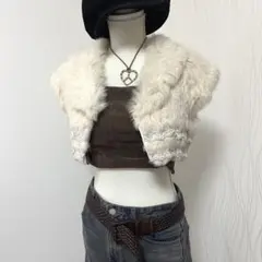 y2k リアルファーベスト ボレロ フェアリーグランジ　森ガール レース