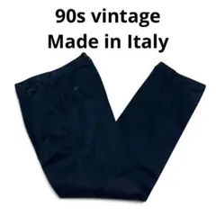 90sヴィンテージ　イタリア製　ネイビーコットンスラックス　ワイドチノ　美品