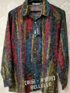 【新品タグ付き】長袖シャツブラウス 総柄 黒 赤 青 黄色 下北沢