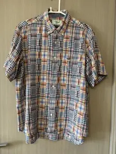Crocodile 半袖チェック柄コットンシャツ 美品‼️Lサイズ　MENS！