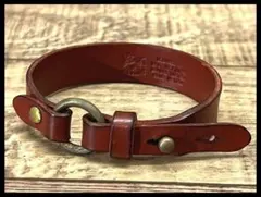 G② イタリア製 イルビゾンテ 牛革 レザー リング ブレスレット 赤茶 L