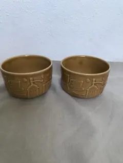 器　2個セット　カップ　飴色　鉢　ボウル　コーヒー　豆