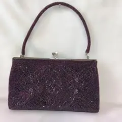 ビーズ装飾　紫ハンドバック