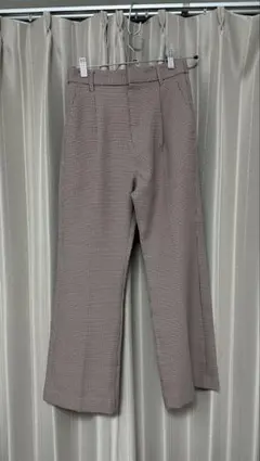 LOWRYS FARM チェック柄ブラウン系ワイドレッグパンツ Mサイズ