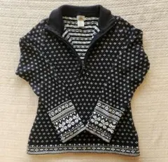 LL Bean｜90s バーズアイ・ハーフジップ・セーター [XL] 90-00's L.L.Bean バーズアイ柄 ハーフジップ ウールニット