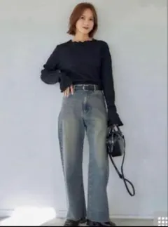 しまむら　田中里奈　mysa closet　カットオフワイドフレアパンツ　61