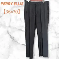 古着　PERRY ELLIS　スラックス　【36×30】　ブラック　ビジネスのサムネイル