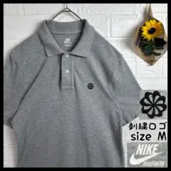 NIKE ワンポイント 風車 刺繍ロゴ 鹿の子 半袖 ポロシャツ シンプル 古着