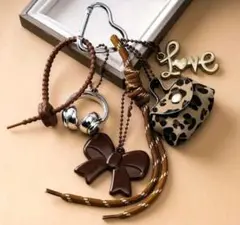 じゃらじゃらキーホルダー ブラウン系 バッグチャーム パラコード