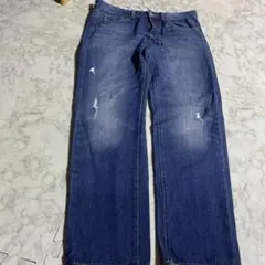 GU ダークブルー ストレートレッグデニム