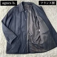希少✨　フランス製　アニエスベー　ステンカラーコート　ナイロン　ヴィンテージ　黒