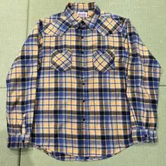 【BIG JOHN】オレンジ×青チェック柄長袖シャツ Lサイズのサムネイル