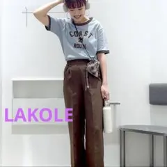 ラコレ　半袖　COAST ROUTE ロゴ リンガーTシャツ 半袖 ライトブルーのサムネイル