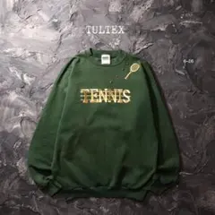 90’s TULTEX トレーナー TENNIS 金刺繍　グリーン系