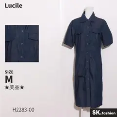 ★美品★Lucile ワンピース ミディ丈　半袖　シャツ　デニム　スナップボタン