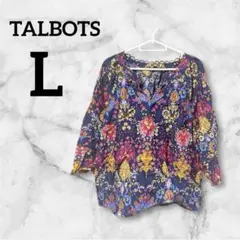 早い者勝ち✨️TALBOTS【L】 花柄 五分袖ブラウス 薄手 大きめ ゆったり