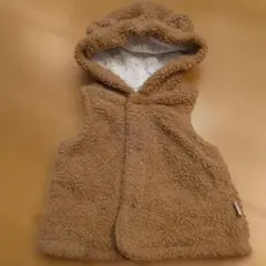 BeBe 茶色　くま耳　フード付き　ボアベスト　70〜80サイズ　ebaby