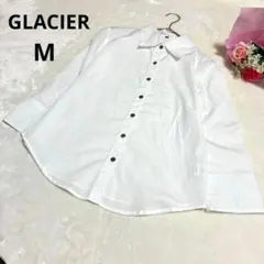 ★ GLACIER ホワイトボタン付き長袖シャツ レディース 白 M グラシアす