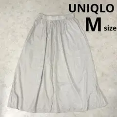 UNIQLO ユニクロ ギャザースカート M ライトグレー シンプル 光沢のサムネイル