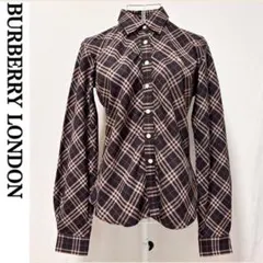 美品 バーバリー ロンドン シャツ 長袖 ブラウス ホースマーク チェック柄 M