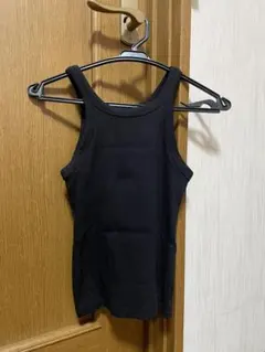 キャミタンクトップ Sサイズ ブラック Uネック スリムフィット ホルターネック