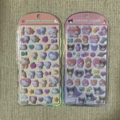 コットンパフィシール　ハローキティ、マイメロディ ＆クロミ ２枚セット