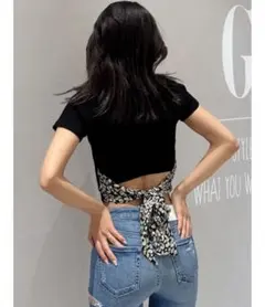 GYDA レオパードバックリボントップス