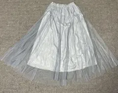 レディース　水色　リバーシブル　スカート　レース　Mサイズ　ウエストゴム