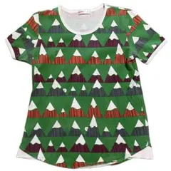 Ne-net 山の模様 半袖Tシャツ 緑のサムネイル