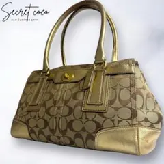 人気 コーチ キャンバス シグネチャー ハンドバッグ ハンプトンズ ターンロック