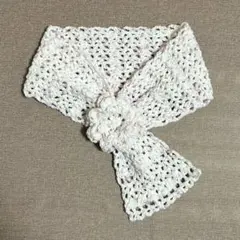 春❀お花のミニマフラー（ホワイト＋ピンク）